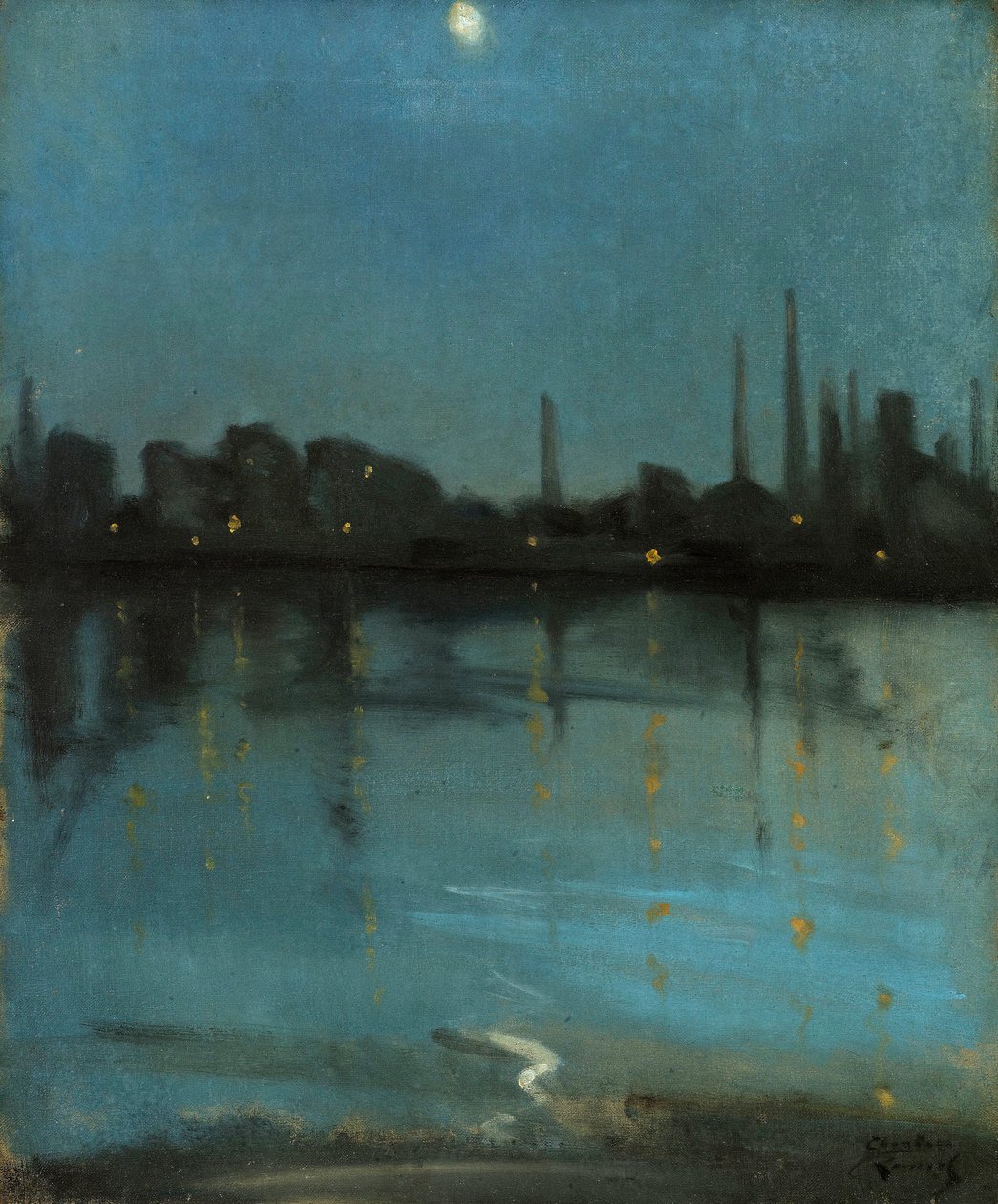 Battersea en de Theems vanuit Chelsea, ca. 1890 door Theodore Roussel