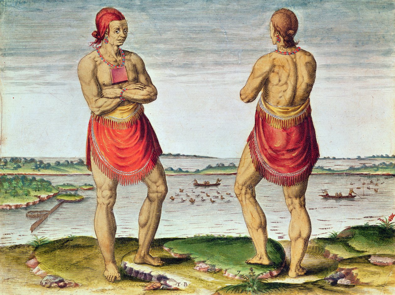 Admiranta Narratio..., Chief Roanoack (pagina 57, plaat 7), 1585-1588 door Theodore de Bry