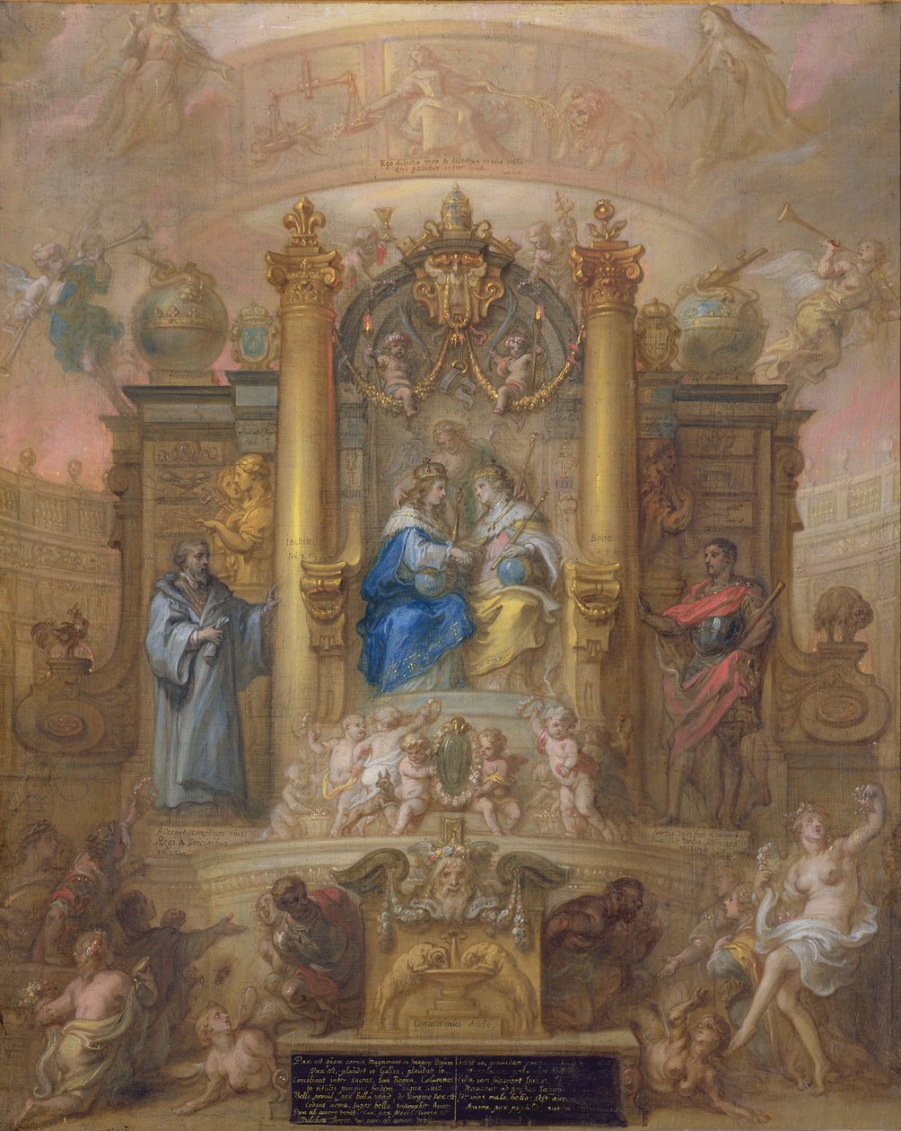 Alliantie van Frankrijk en Spanje, allegorie van de Vrede van de Pyreneeën in 1659 door Theodoor van Thulden