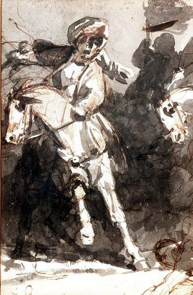 Scène van een gevecht door Theodore (attr. to) Gericault