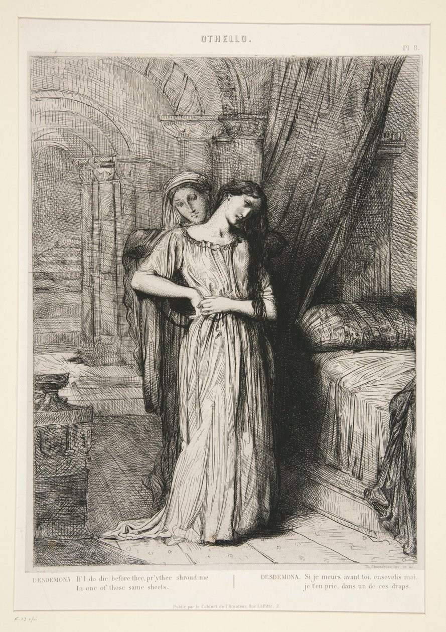 “Desdemona”, pl. 8 uit Othello (akte IV, scène III) door Théodore Chassériau