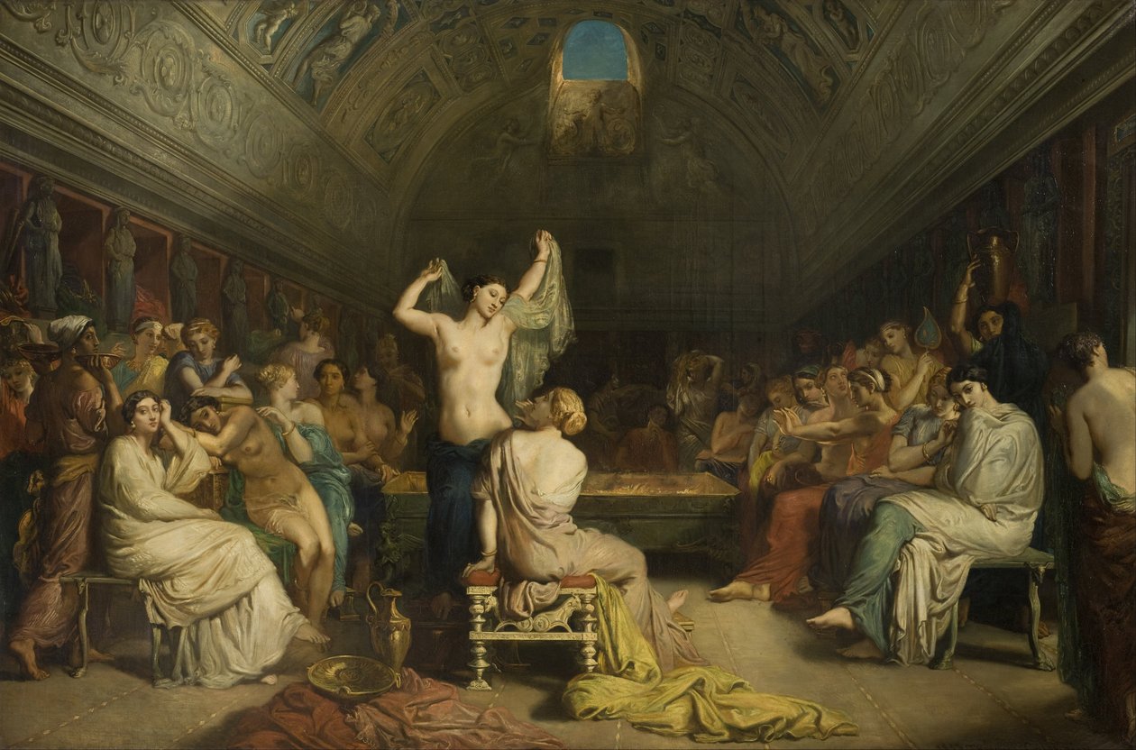 Het tepidarium, „zaal waar de vrouwen van Pompeï kwamen uitrusten en zich afdrogen na het bad“ door Théodore Chassériau