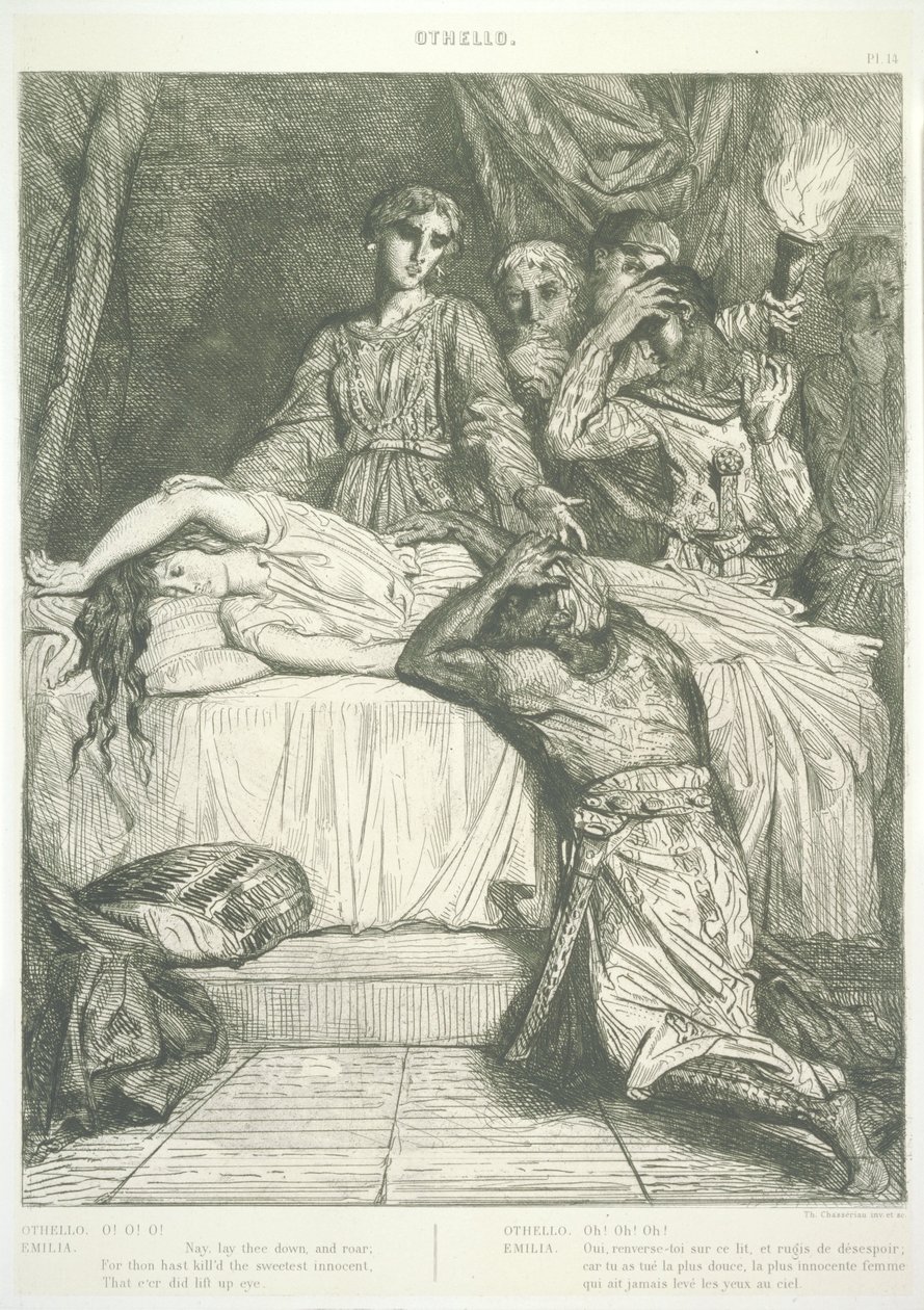 Plaat 14 (Akte V, Scène II), uit Othello: Vijftien etsen door Théodore Chassériau
