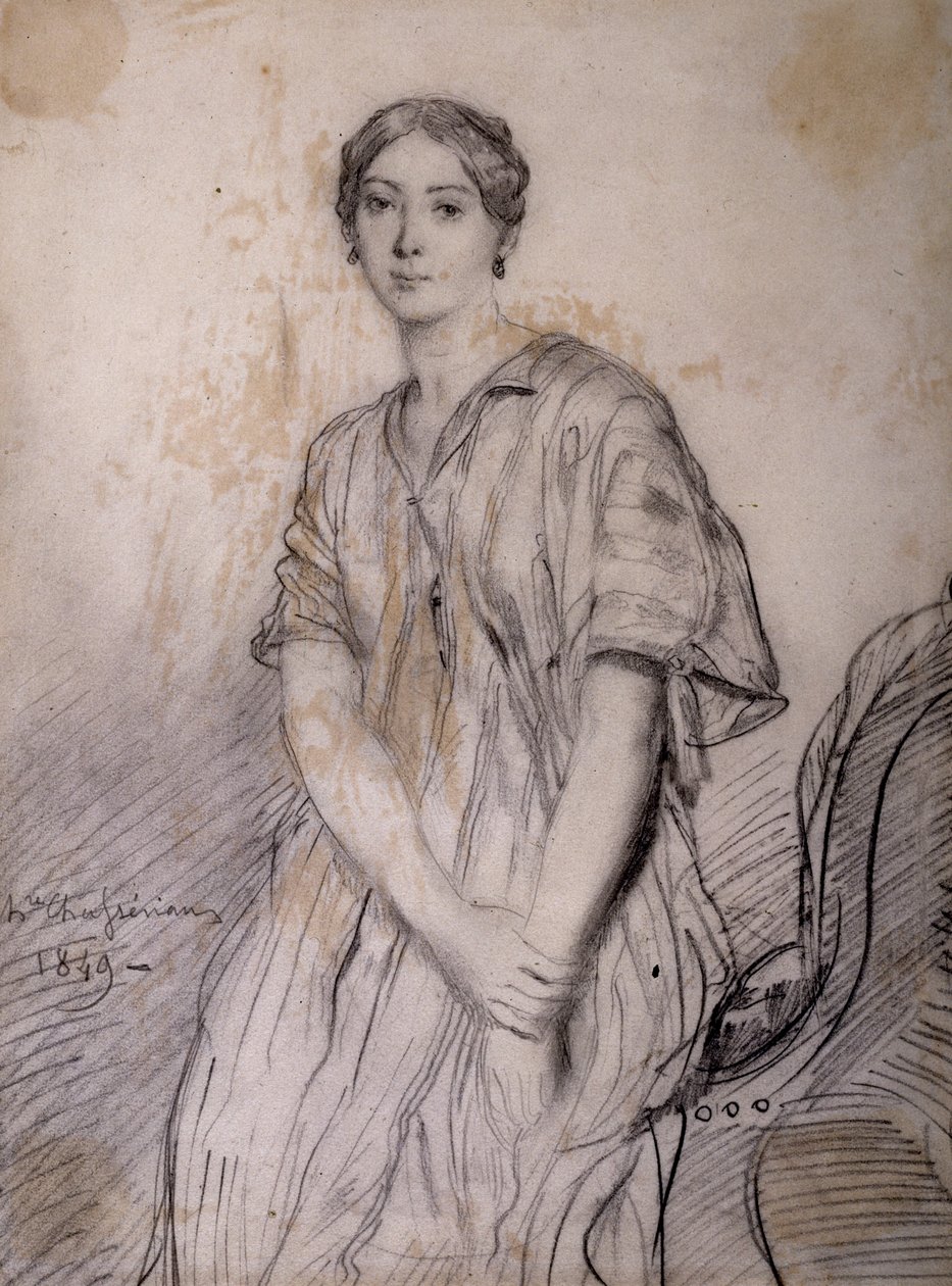 Portret van Alice Ozy (Julie, Justine Pilloy), actrice (1820-1893) door Théodore Chassériau