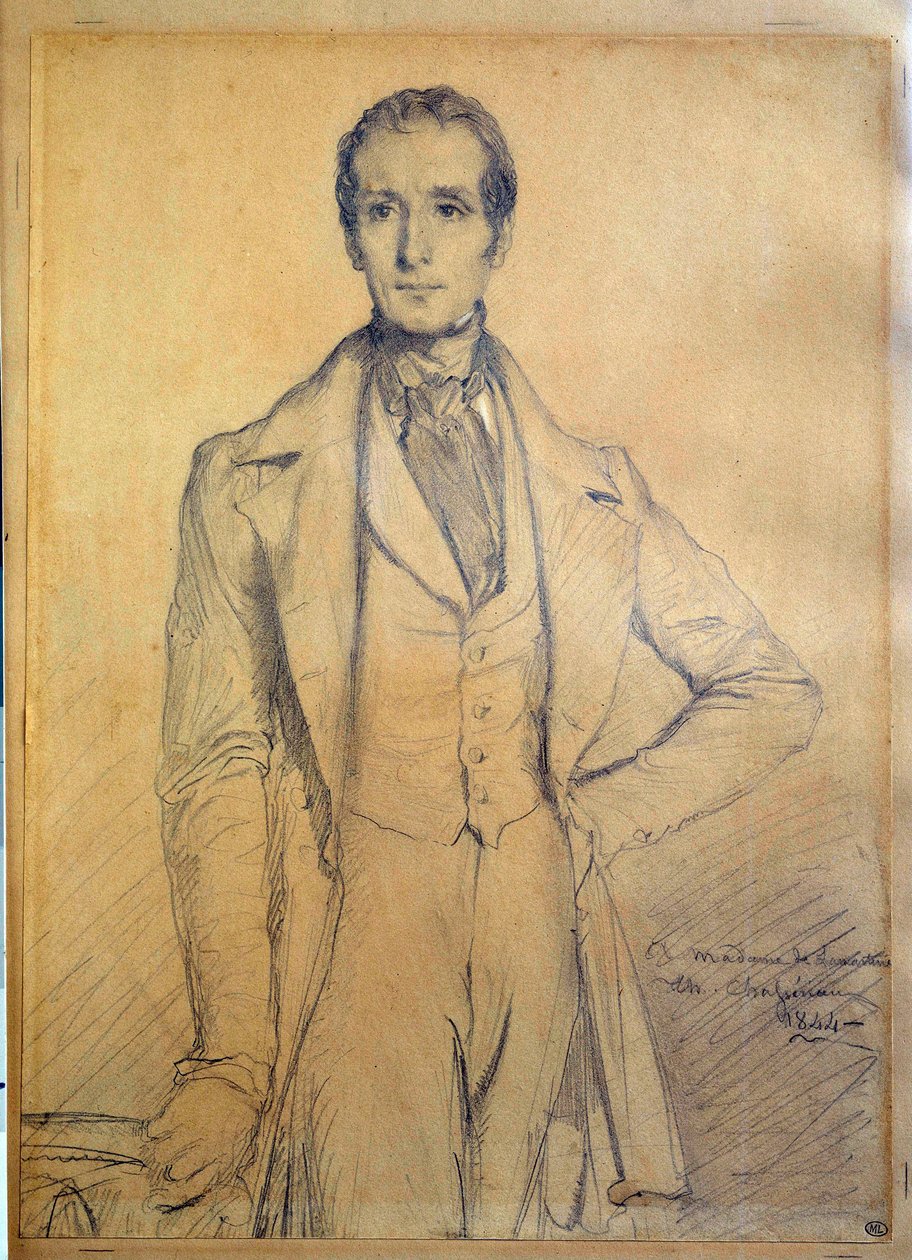 Portret van de dichter Alphonse de Lamartine (1790-1869) door Théodore Chassériau