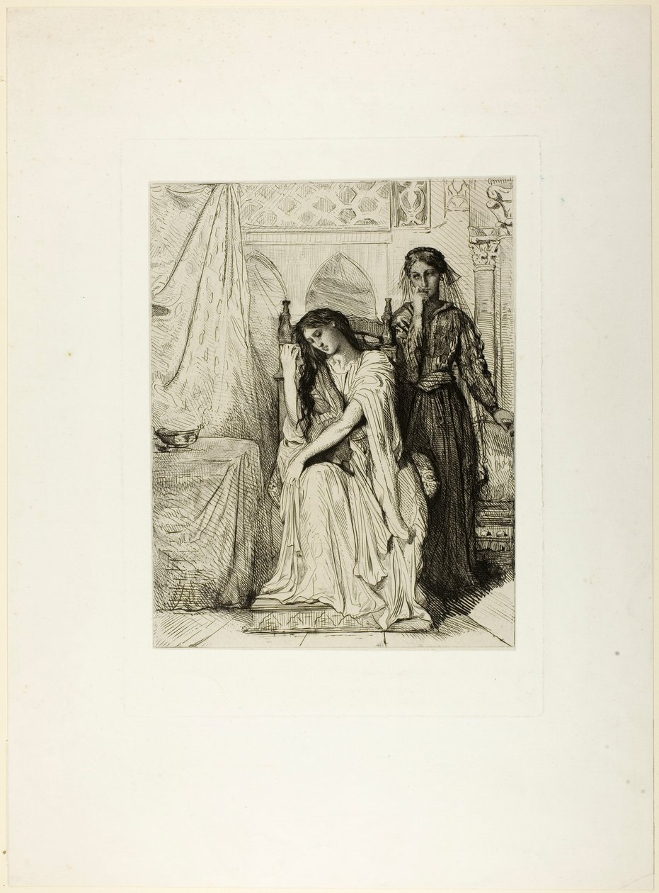 Het wilgenlied, plaat negen uit Othello door Théodore Chassériau