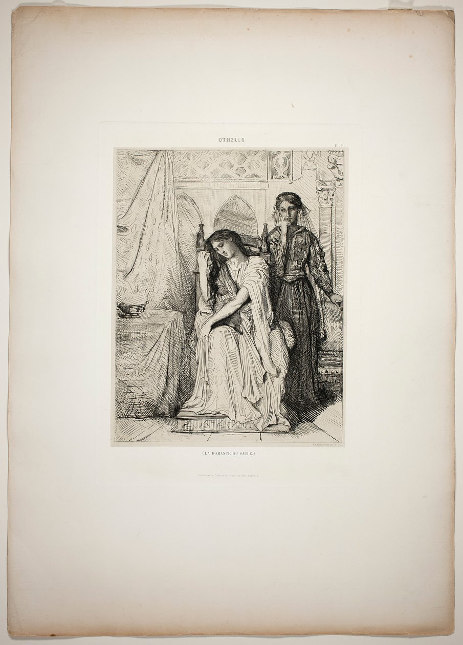 Het wilgenlied, plaat negen uit Othello door Théodore Chassériau