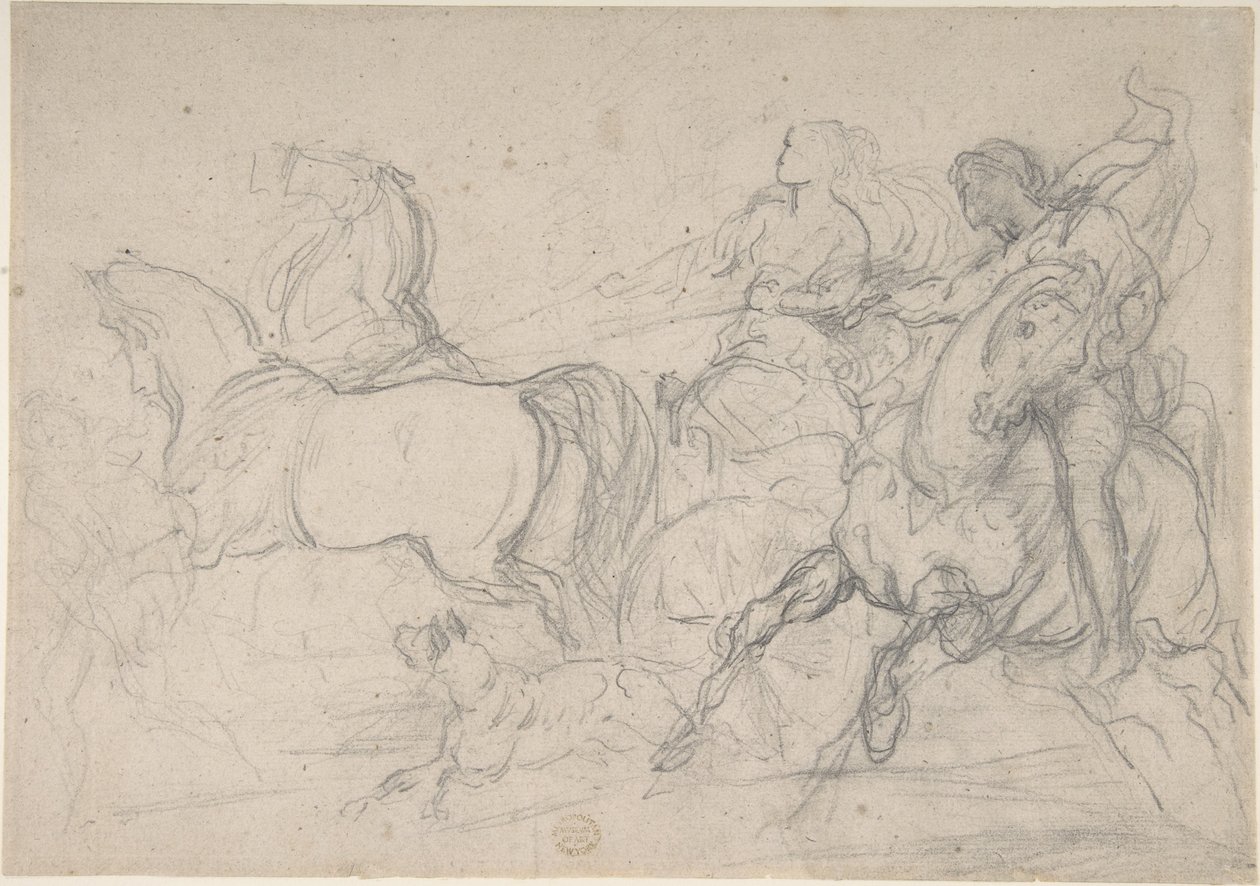 Wagenmenner en ruiter door Theodore Gericault