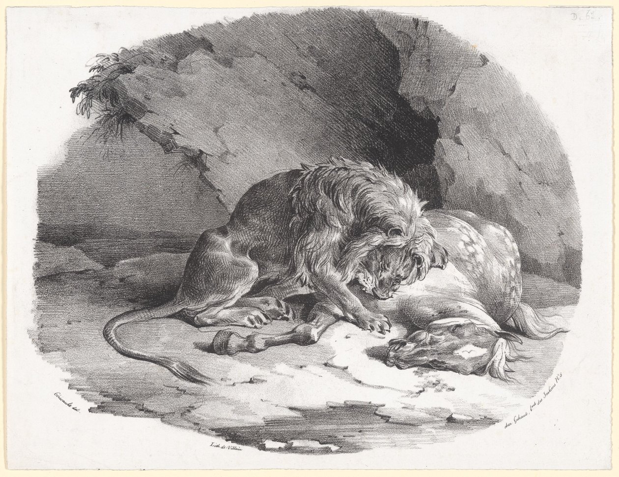Paard dat door een leeuw wordt verslonden (A Horse Being Devoured by a Lion) door Theodore Gericault