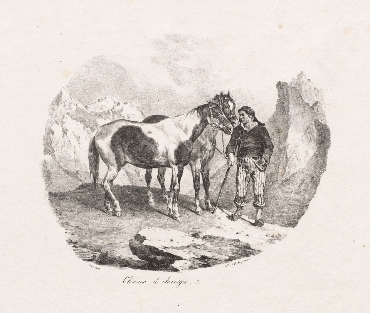 Paarden van Auvergne, 1822 door Theodore Gericault