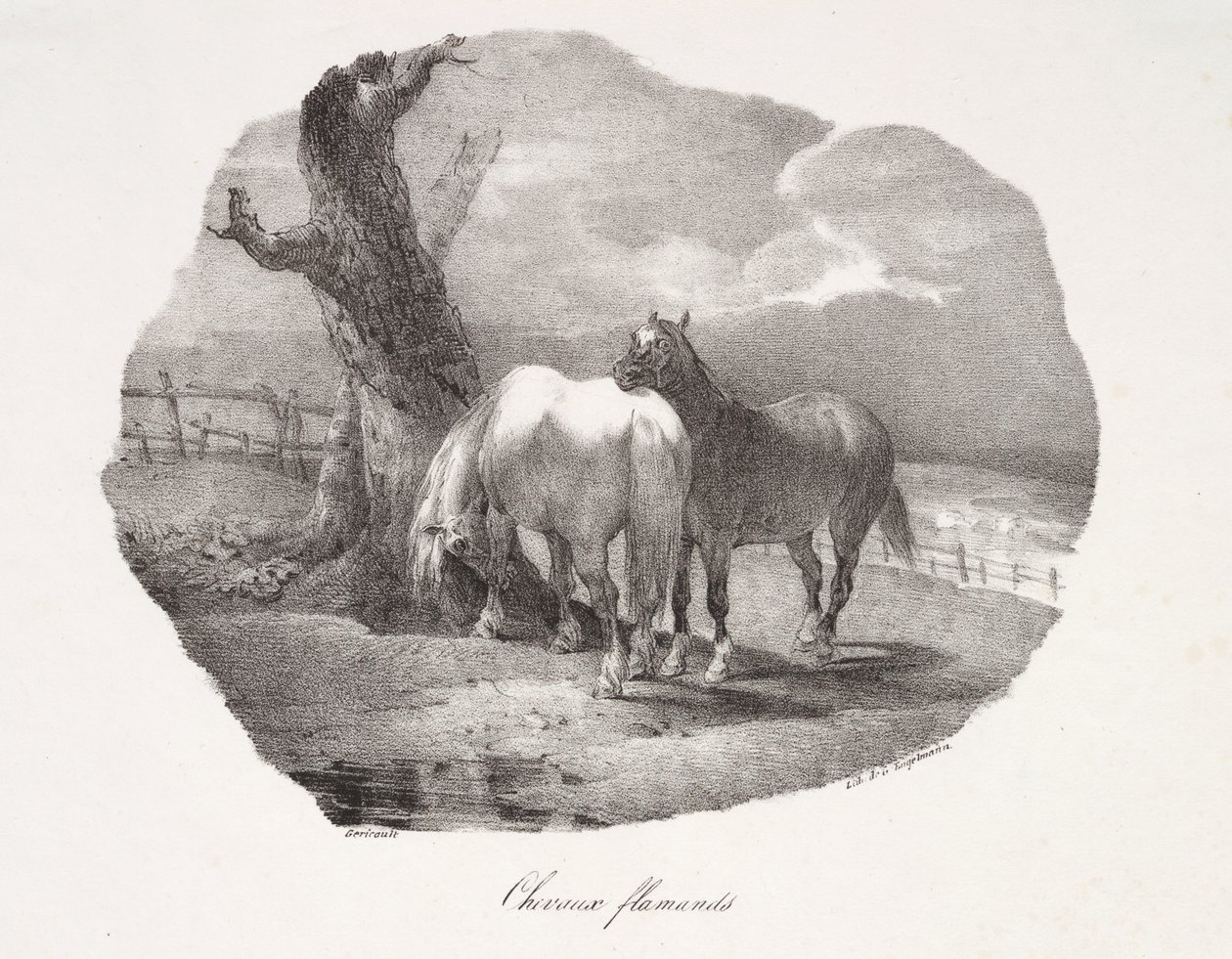 Vlaamse paarden door Theodore Gericault