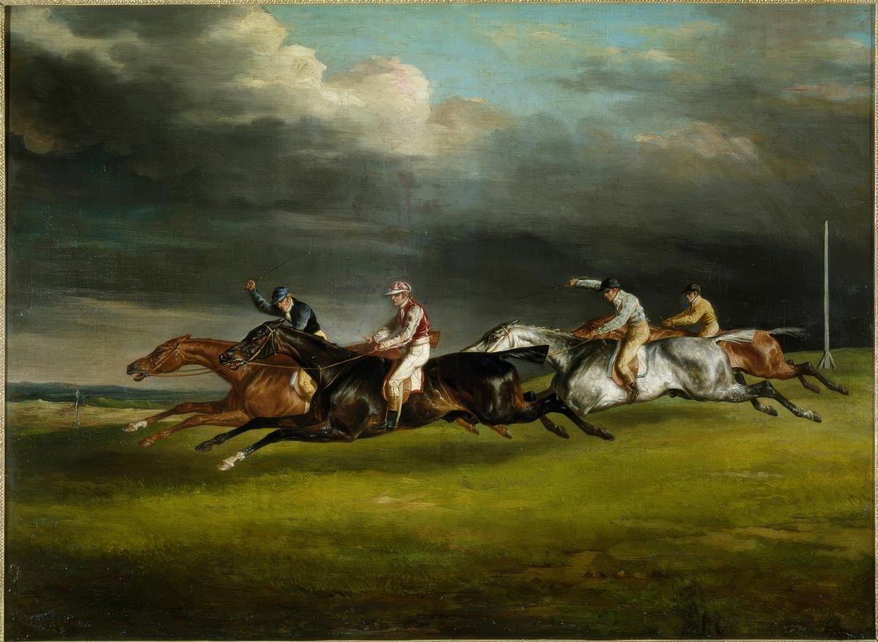 Paardenrace (De Derby van 1821 in Epsom) door Theodore Gericault