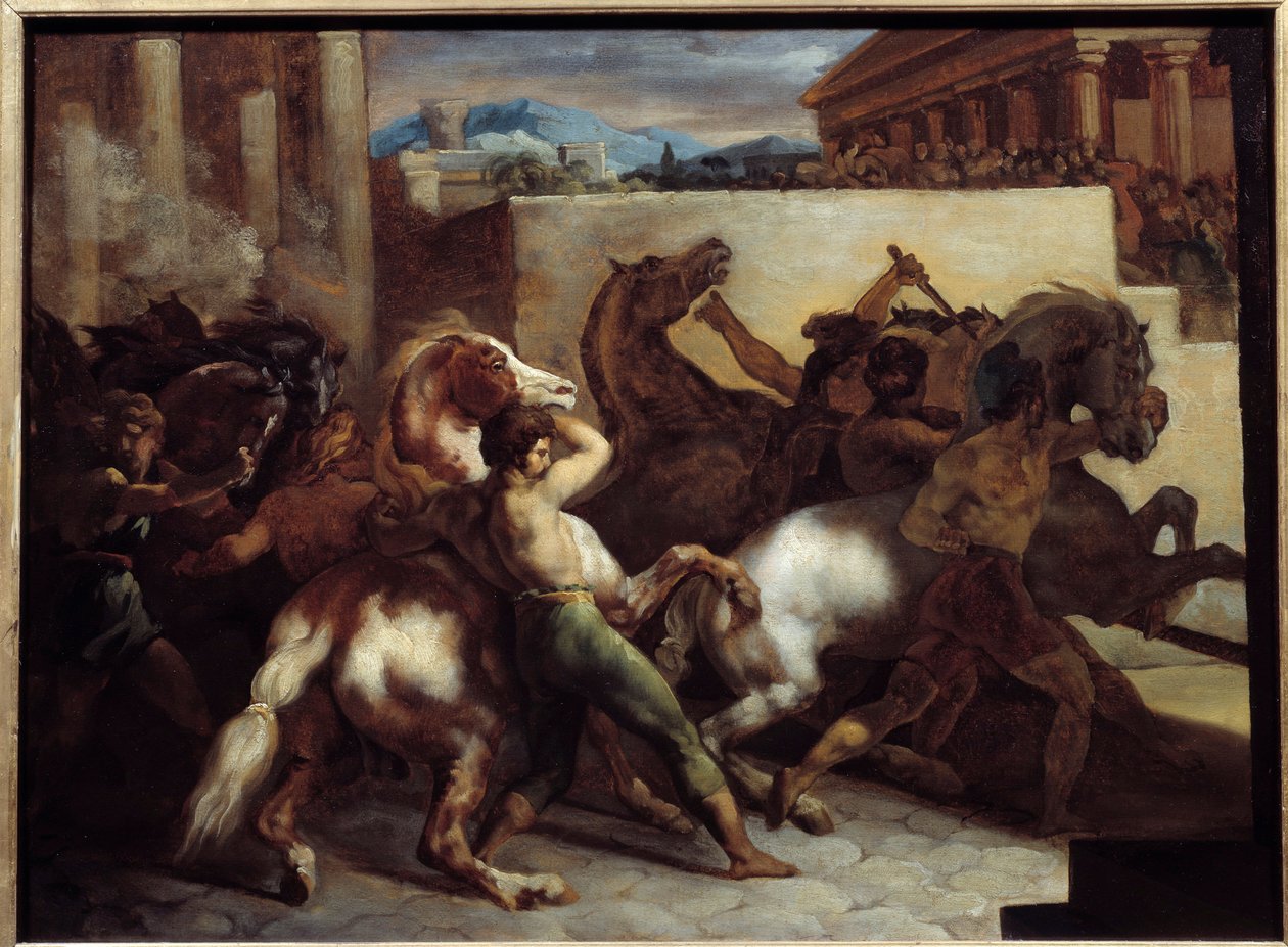 Vrije Paardenrennen in Rome door Theodore Gericault