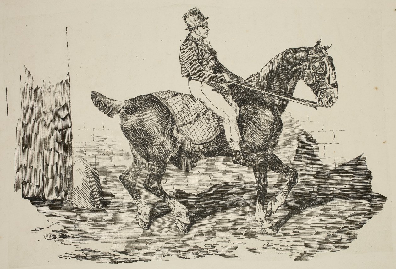 Géricault - Koetspaard bereden door een palfrenier, 1820 door Theodore Gericault