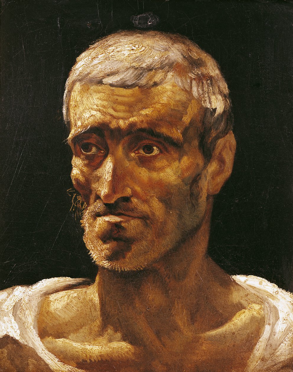 Hoofd van een schipbreukeling, studie voor het Vlot van Medusa, 1817-19 door Theodore Gericault