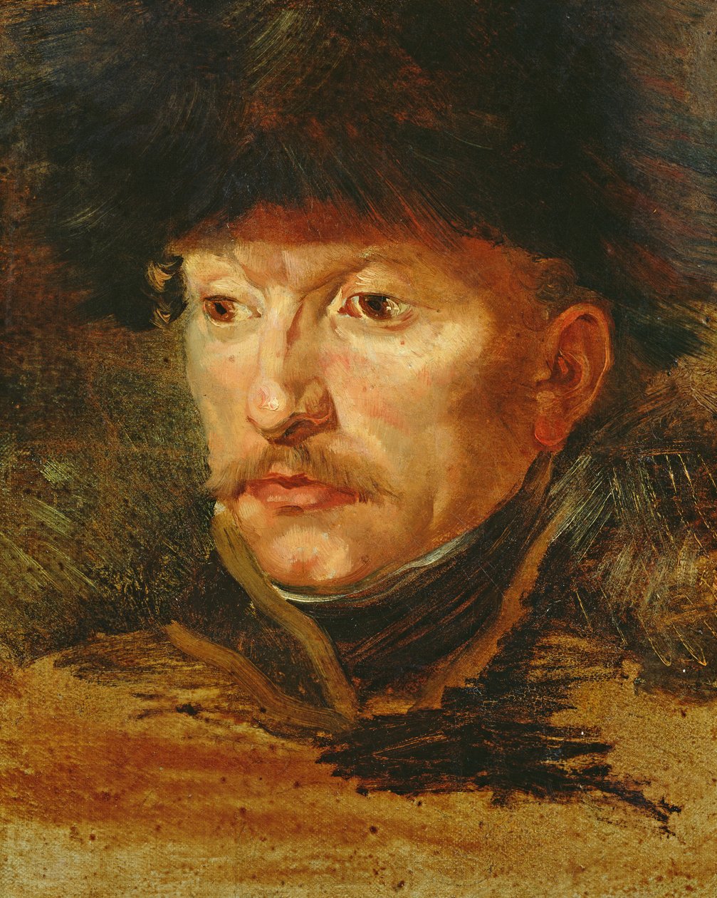 Hoofd van een ruiter (portret van Luitenant Dieudonne), ca.1812 door Theodore Gericault