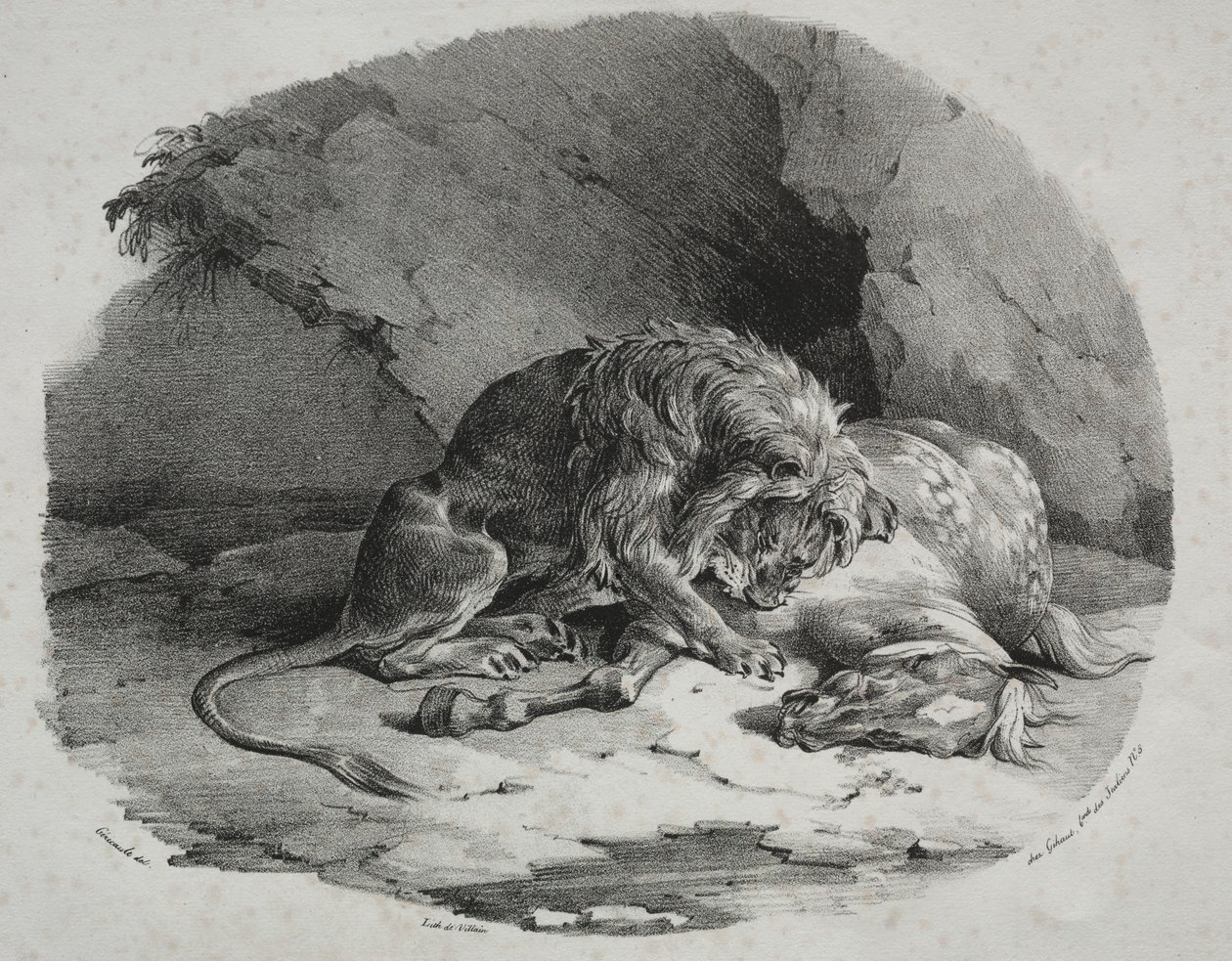 Paard verslonden door een leeuw, 1823 door Theodore Gericault