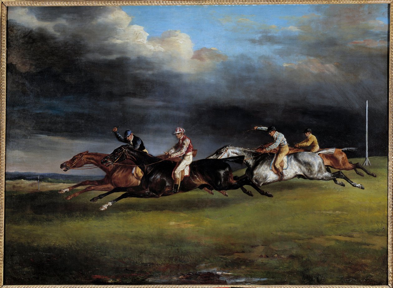 Paardenrace genaamd de derby in Epsom door Theodore Gericault