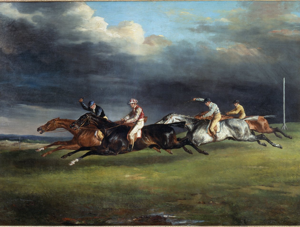 Paardenrace genaamd de derby in Epsom door Theodore Gericault