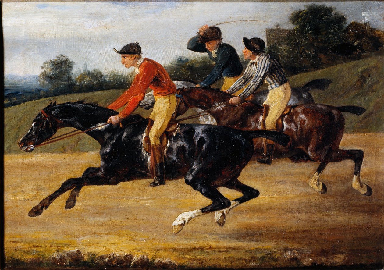 Paardenrennen: Paardrijden door Theodore Gericault