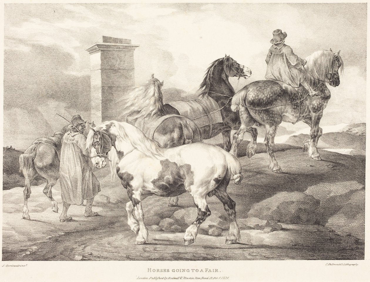 Paarden op weg naar een kermis door Theodore Gericault