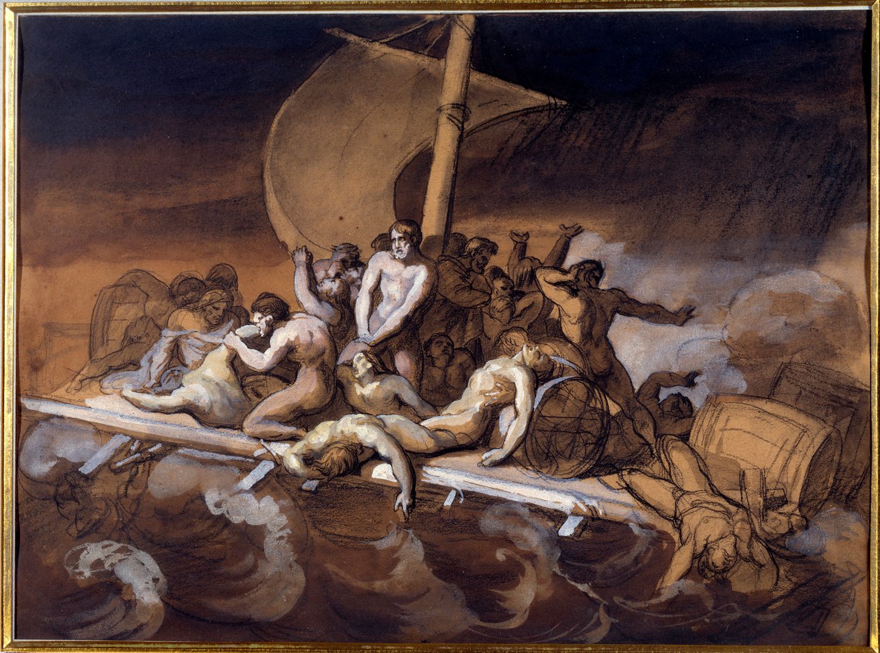 Het vlot van de Medusa (voorbereidende studie) door Theodore Gericault