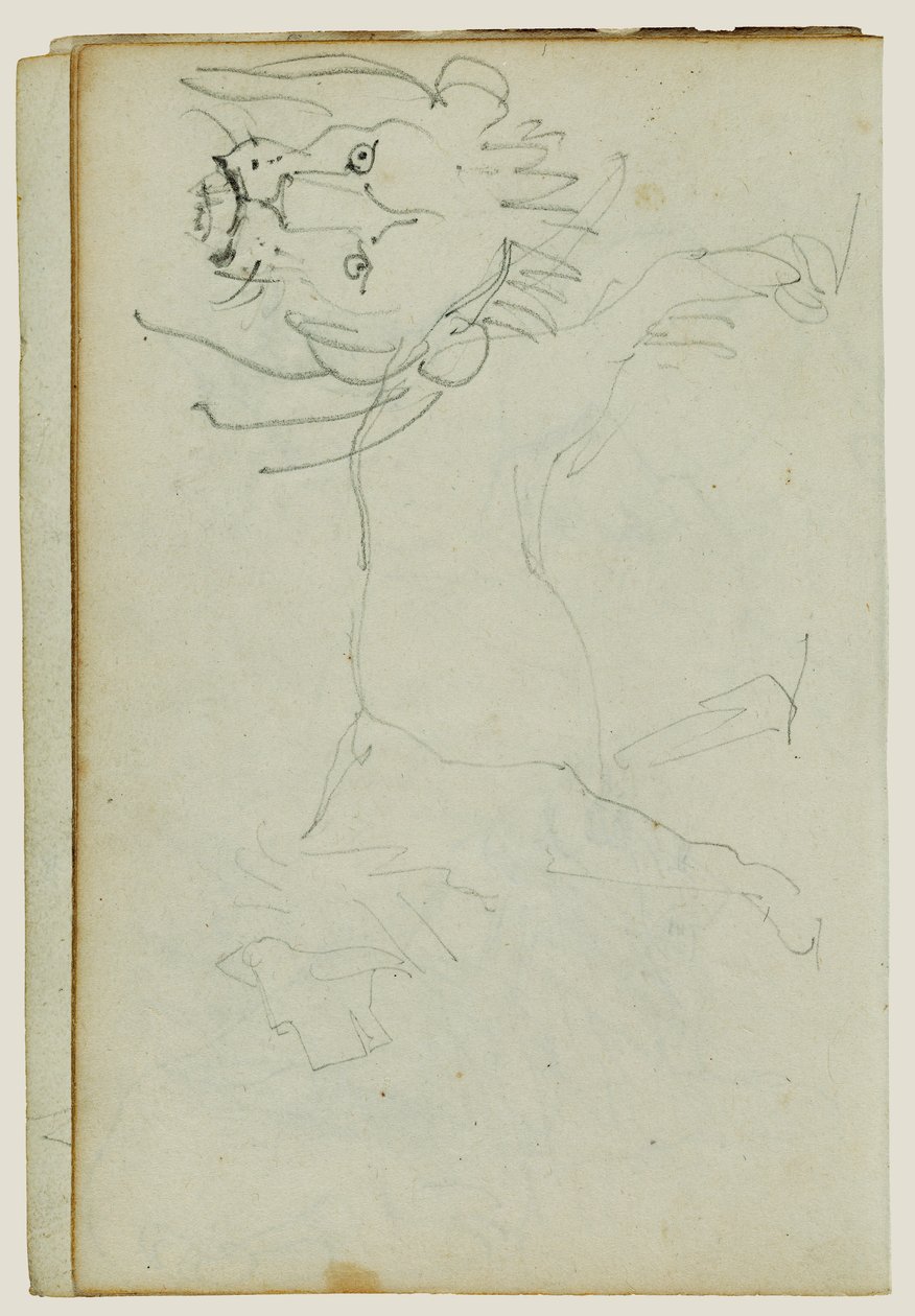 Lijfhouding van een leeuw, gezicht van een leeuw door Theodore Gericault