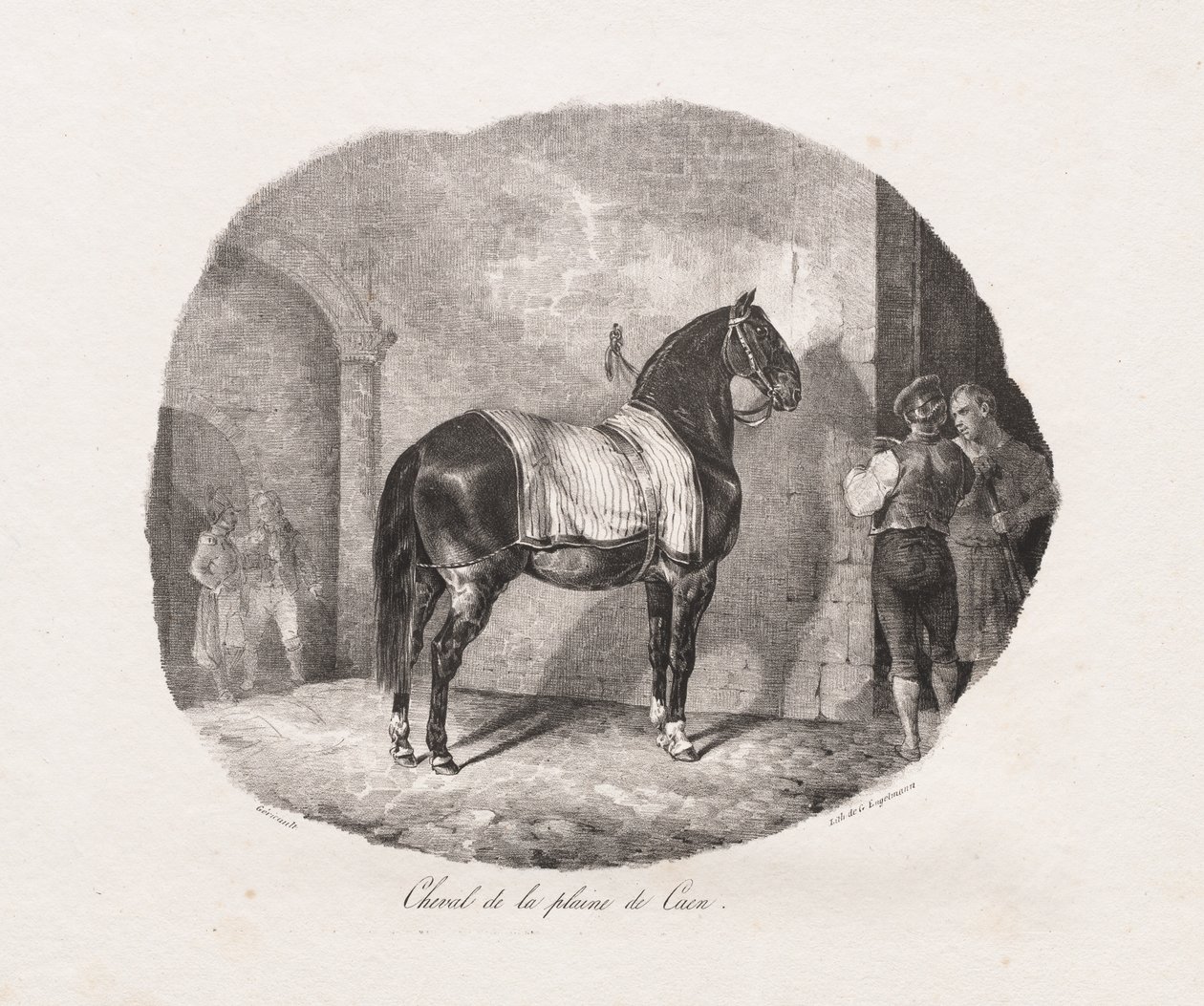 Lithografische Studies van Paarden: Pl. 7, Paard van de Caen-vlakte door Theodore Gericault