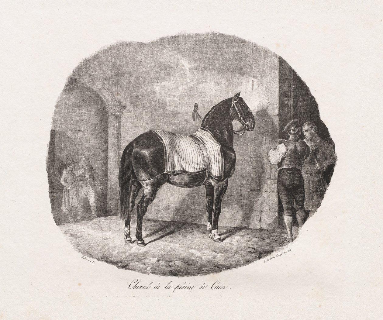 Lithografische Studies van Paarden: Pl. 7, Paard van de Caen-vlakte door Theodore Gericault