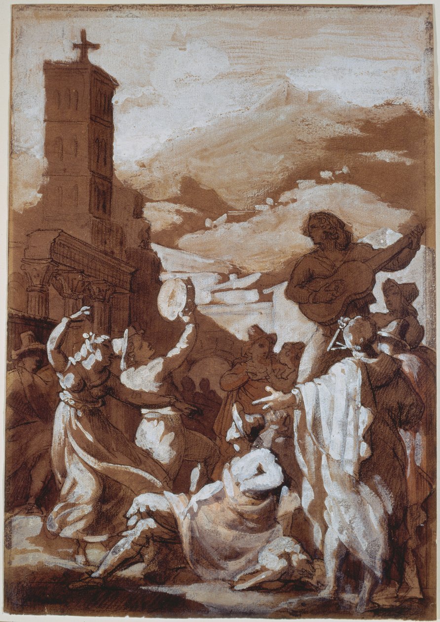 Napolitaanse dans: Tarantella door Theodore Gericault