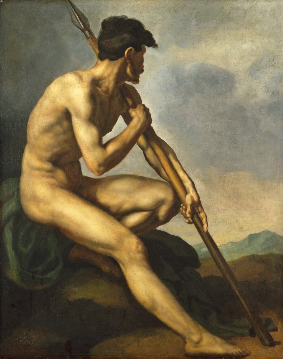 Naakte krijger met een speer door Theodore Gericault