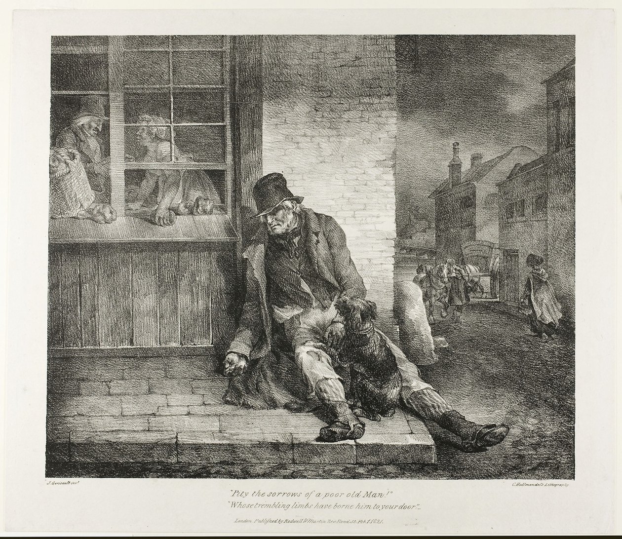 Heb medelijden met de ellende van een arme oude man!... 1821 door Theodore Gericault