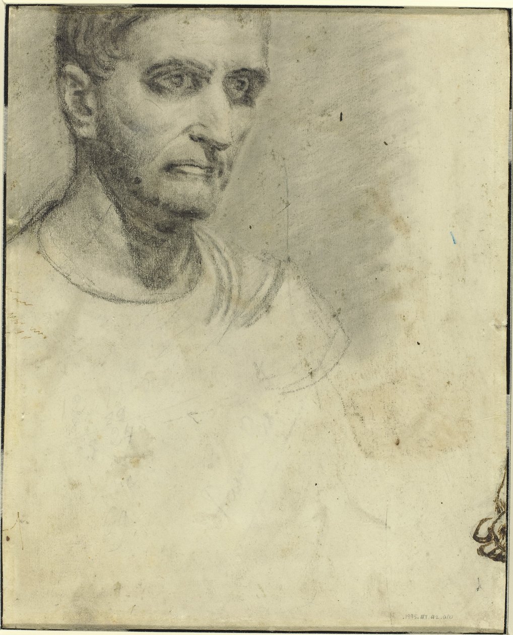 Studie van een man [achterzijde] door Theodore Gericault