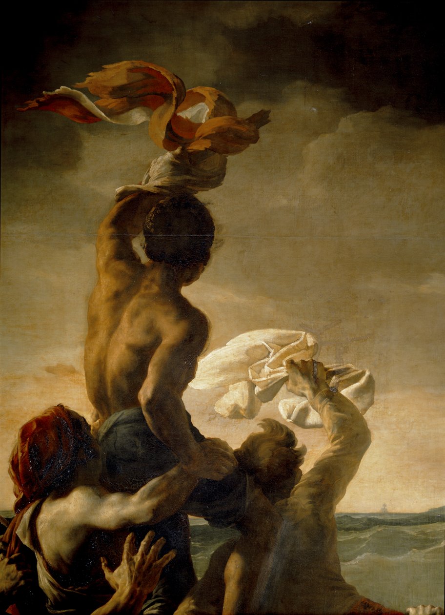Het vlot van de "Medusa". Schilderij naar een ... door Theodore Gericault
