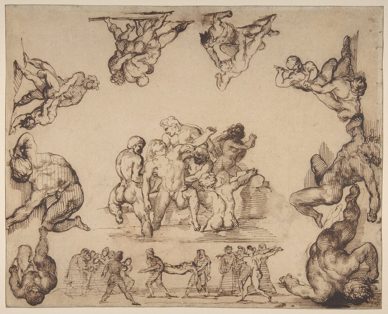 De redding van een verdronken man (voorzijde); Studie van een paard (achterzijde) door Theodore Gericault