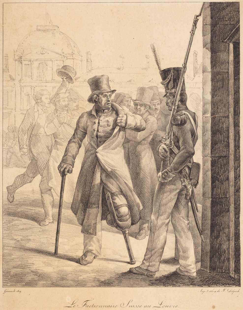 The Swiss Sentry at the Louvre (De Zwitserse wacht in het Louvre) door Theodore Gericault