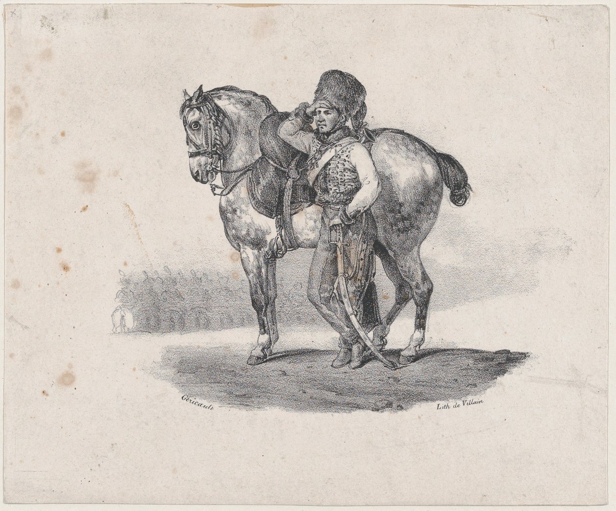 De trompet van de huzaren door Theodore Gericault