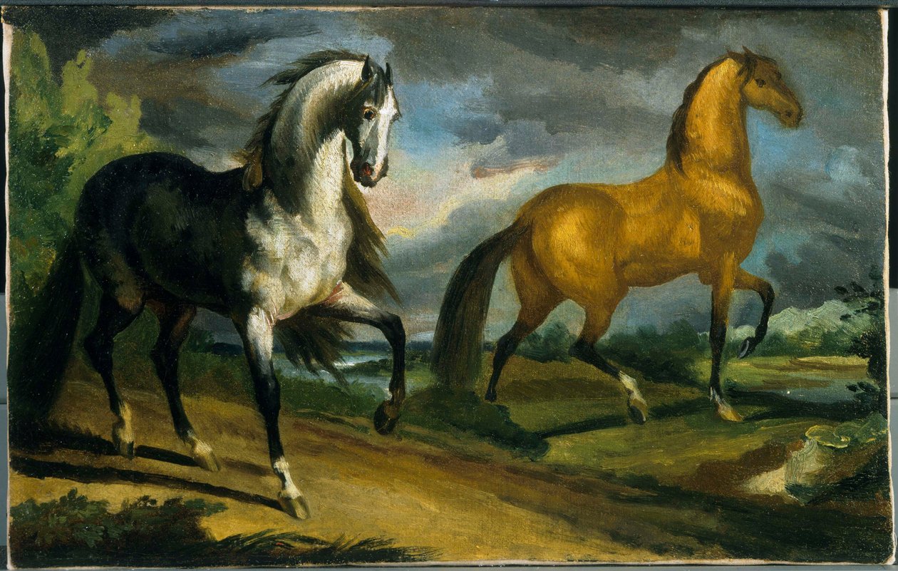 Twee paarden door Theodore Gericault