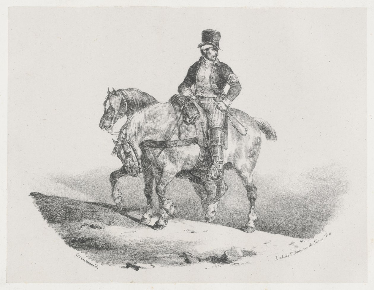 Een postiljon of De twee ingespannen paarden (A Postilion or The Two Harnessed Horses) door Theodore Gericault
