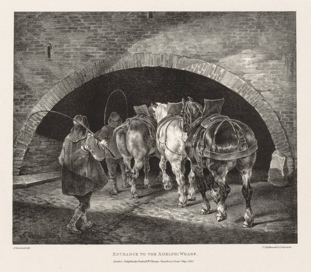 Verschillende Onderwerpen Getekend uit het Leven en op Steen: Ingang naar Adelphi Wharf door Theodore Gericault