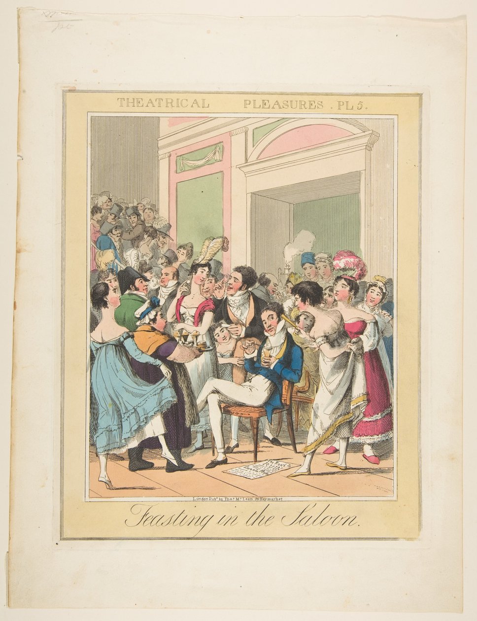 Theatrale genoegens, plaat 5: Feesten in de salon, ca. 1835 door Theodore Lane