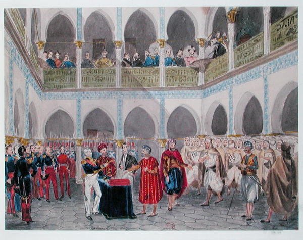 Investituur van de Bey van Algiers door Graaf Bertrand Clausel (1772-1842) 1835 door Theodore Leblanc