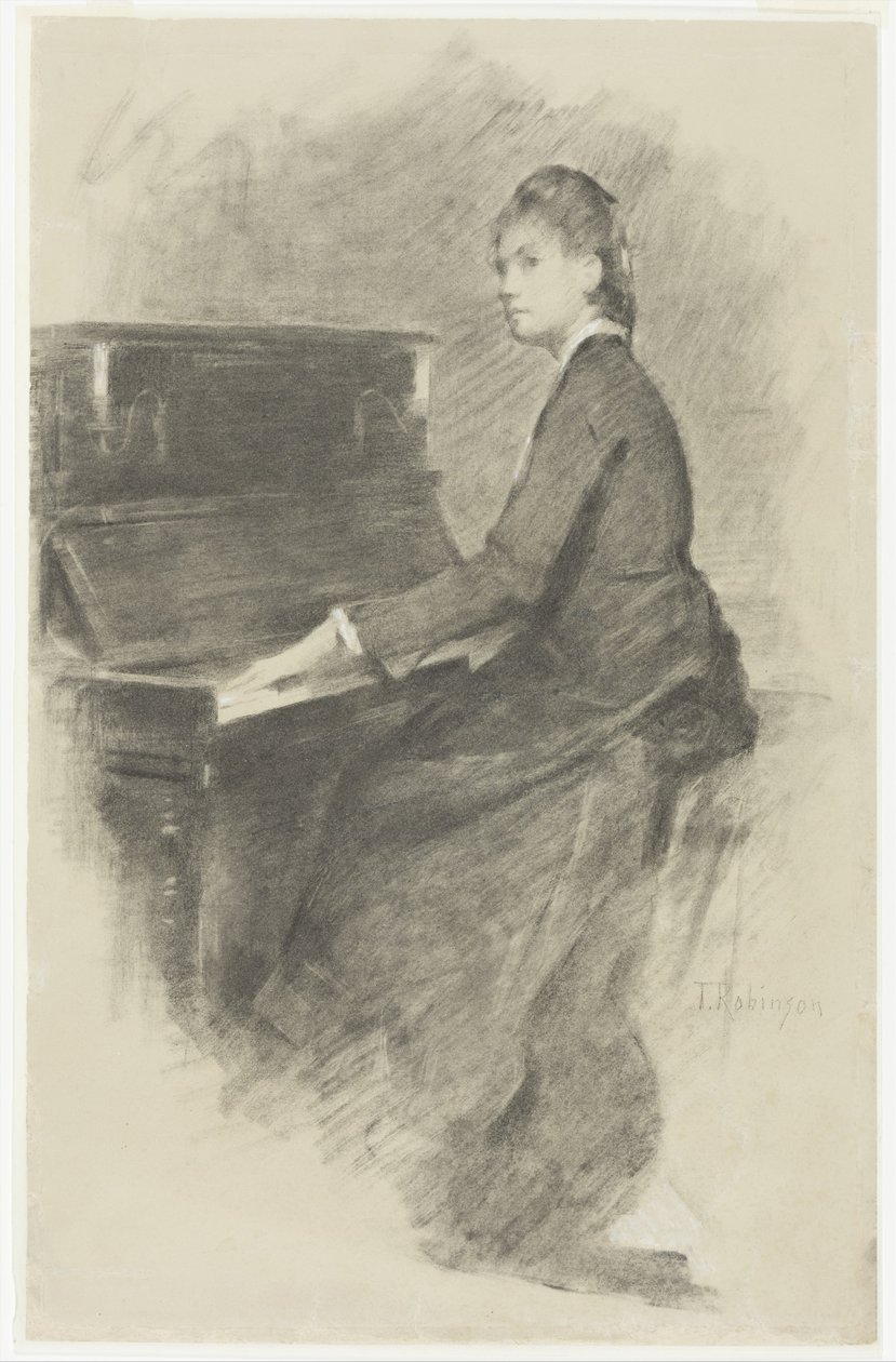 Aan de piano door Theodore Robinson