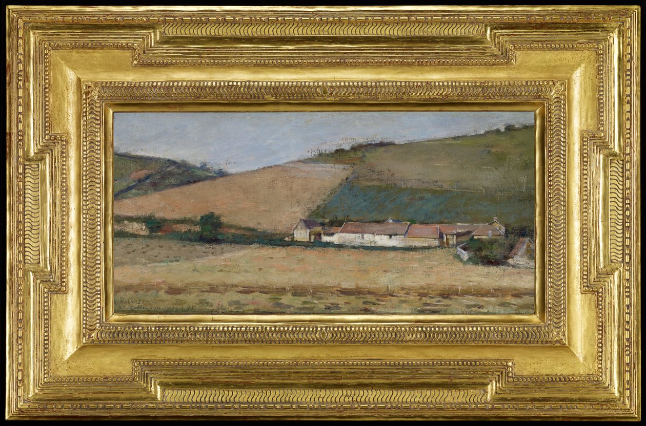 Boerderij tussen heuvels, Giverny door Theodore Robinson