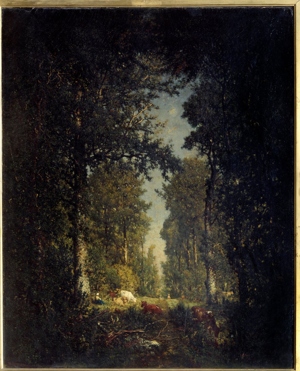 Een laan, Isle Adam bos door Pierre Etienne Theodore Rousseau