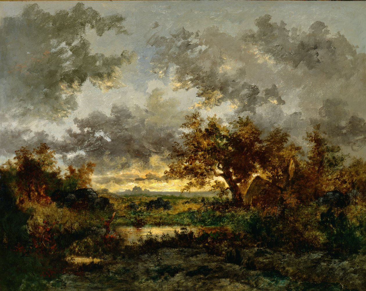 De hut van de houtskoolbrander, ca. 1850 door Pierre Etienne Theodore Rousseau