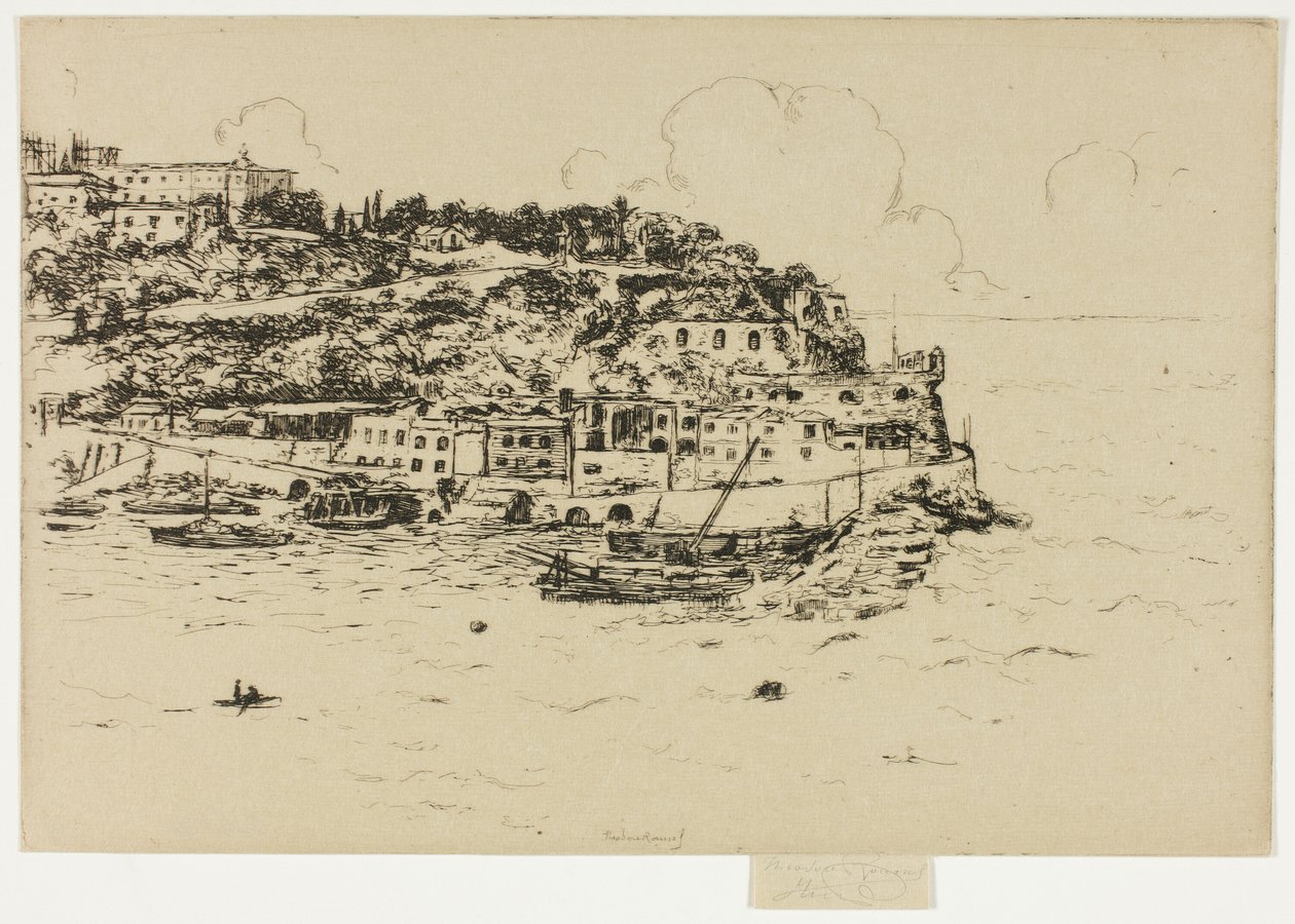 Monaco vanaf La Condamine, Monte Carlo door Theodore Roussel