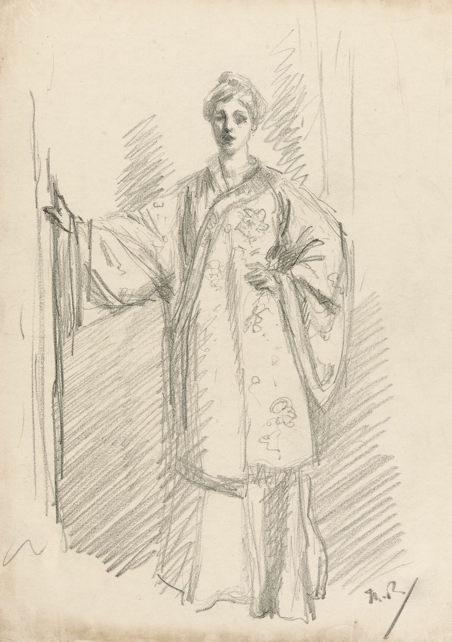 Staande figuur in een Chinese jurk door Theodore Roussel
