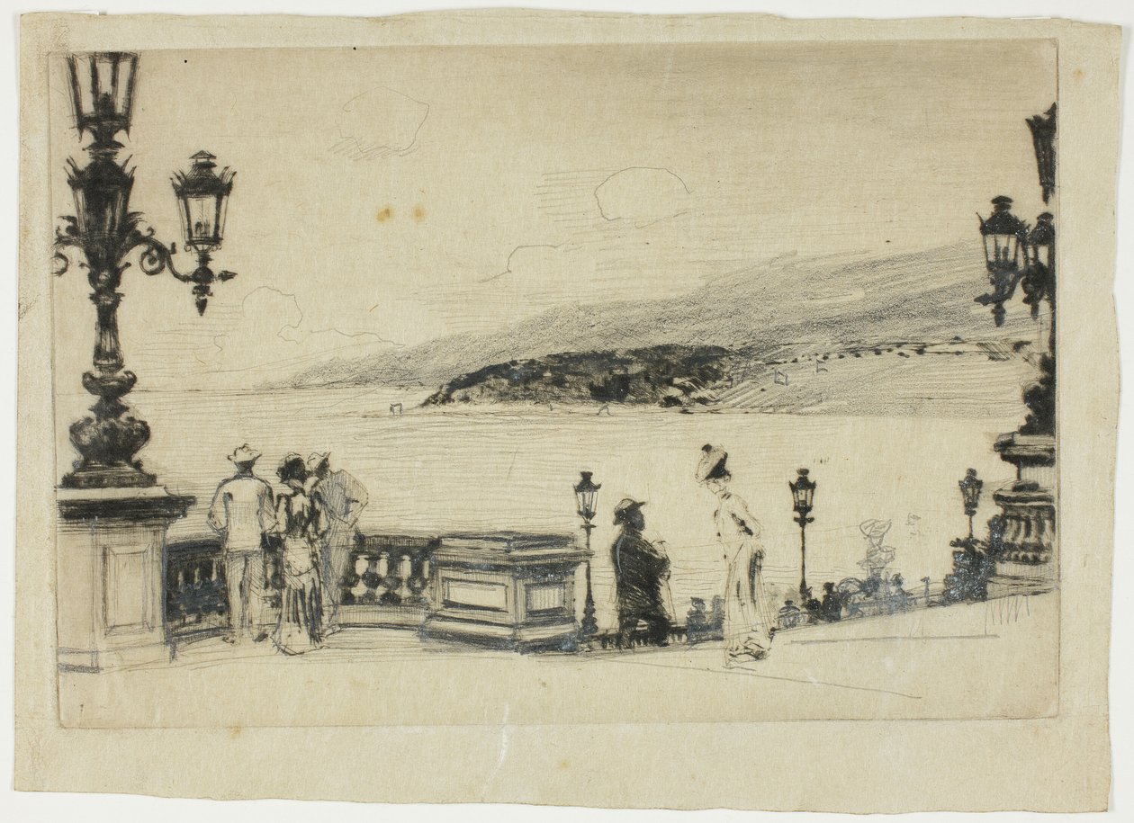 Studie voor Het terras, Monte Carlo door Theodore Roussel