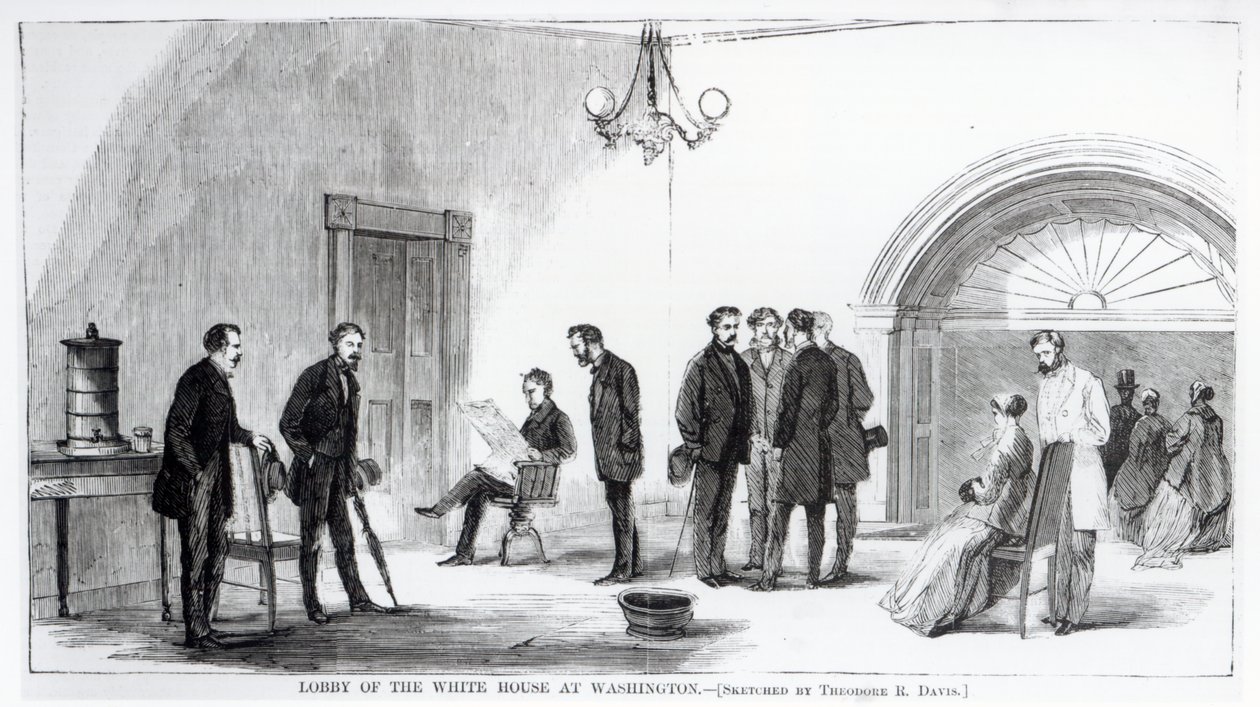 Lobby van het Witte Huis in Washington door Theodore Russell Davis